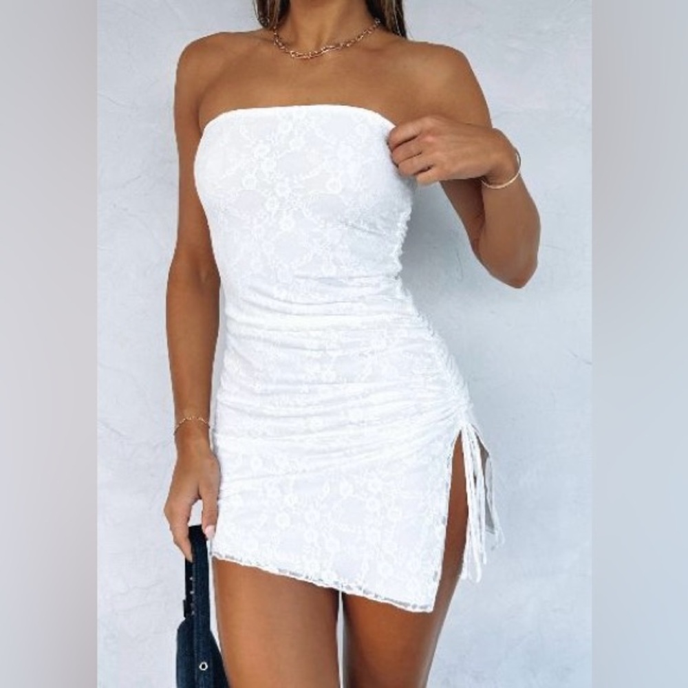 WHITE FOX You're The One Strapless Mini Dress White